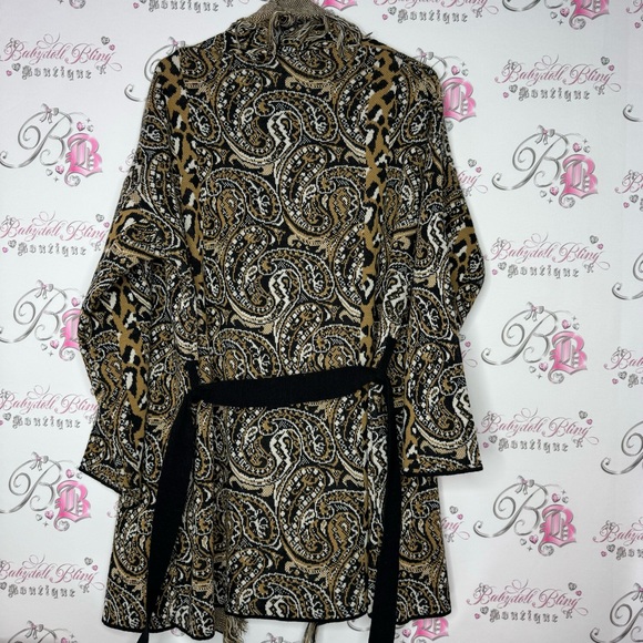 Nada Del Riccio cardigan wrap belted belt sweater fringe made in Italy brand new - Picture 2 of 16